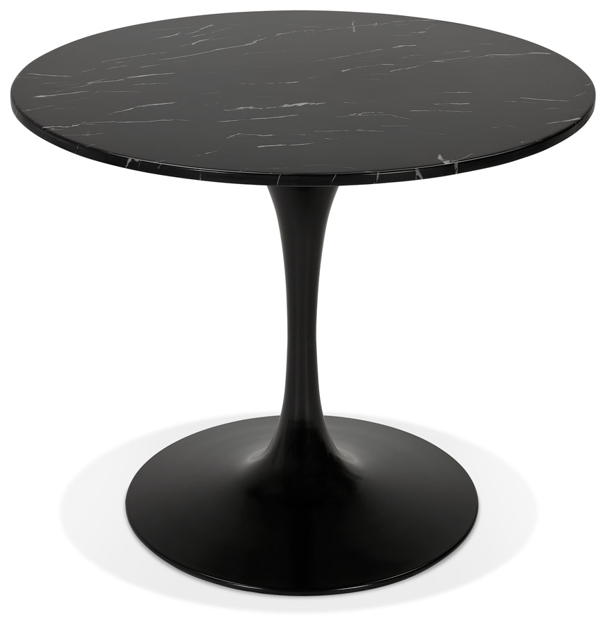 Table ronde URSUS en pierre noire et métal - Ø 90 cm