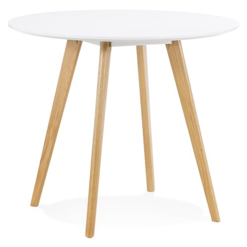 Table ronde de cuisine blanche MIDY – Style scandinave – Ø 90 cm