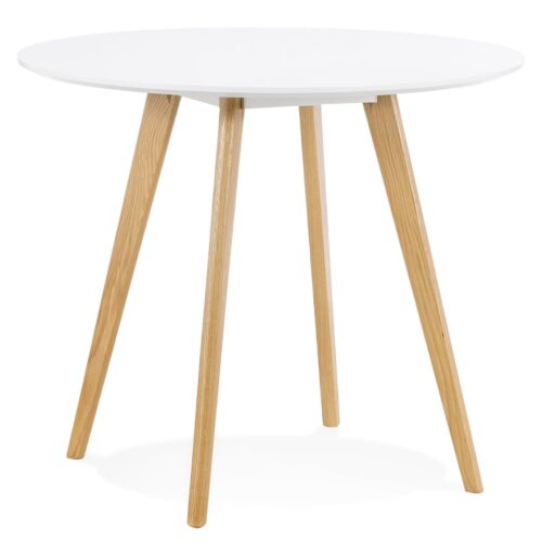 Table ronde de cuisine blanche MIDY - Style scandinave - Ø 90 cm