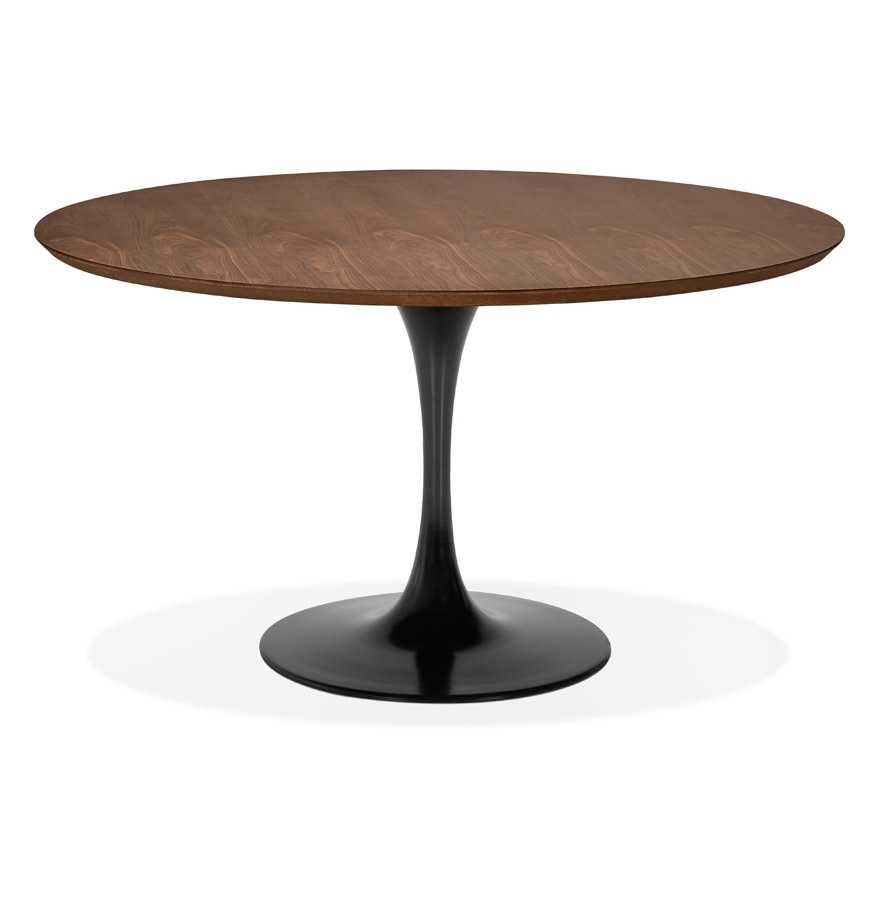 Table ronde design GLOBO en bois de Noyer et métal noir - Ø120 cm