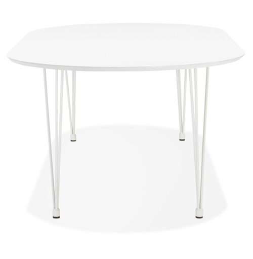 Table ronde extensible CHAMONIX blanche 120220x120 cm 2