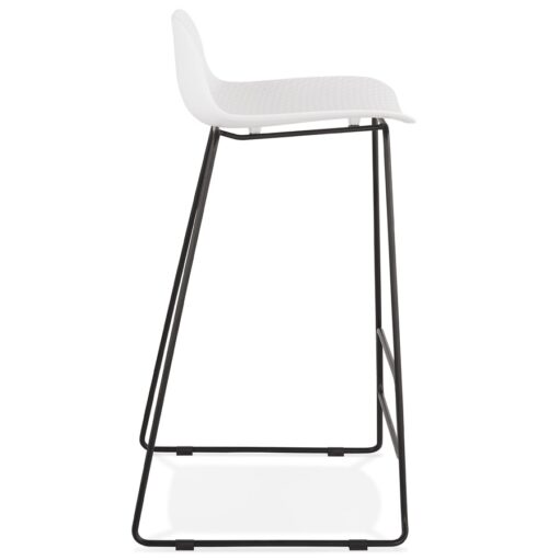 Tabouret BABYLOS blanc design pieds noir metal 2