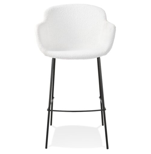 Tabouret CADRIX design en tissu boucle blanc 1