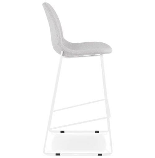 Tabouret FAKIR empilable tissu gris et pied blanc 2