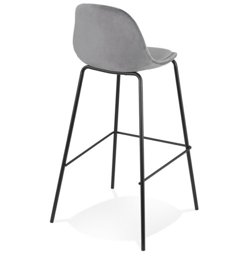 Tabouret FENTON en velours gris et metal noir 2