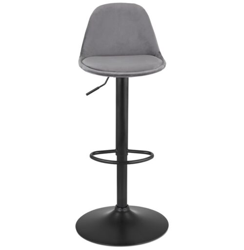 Tabouret FINLEY Velours Gris et Metal Noir 2