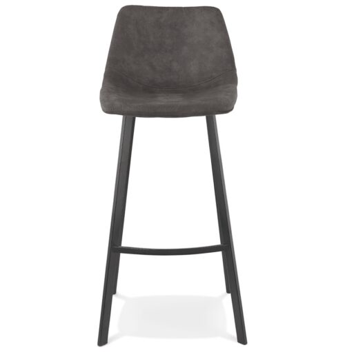 Tabouret FUJI en microfibre gris fonce pied metal noir 1