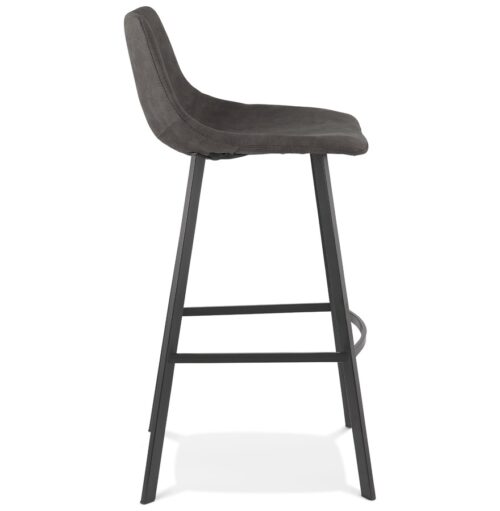 Tabouret FUJI en microfibre gris fonce pied metal noir 2