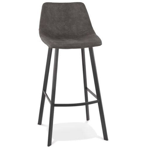 Tabouret FUJI en microfibre gris foncé pied métal noir