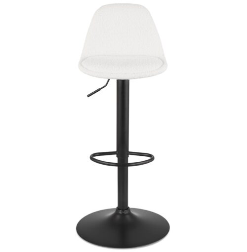 Tabouret LANCELOT reglable tissu boucle blanc pied noir 2