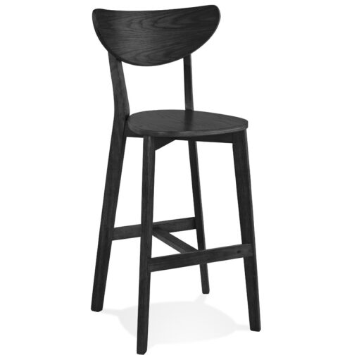 Tabouret LEONARDO en bois noir - Lot de 2 / Prix unitaire