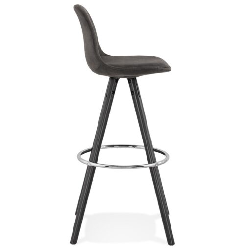 Tabouret MARKA en microfibre grise et bois noir 2