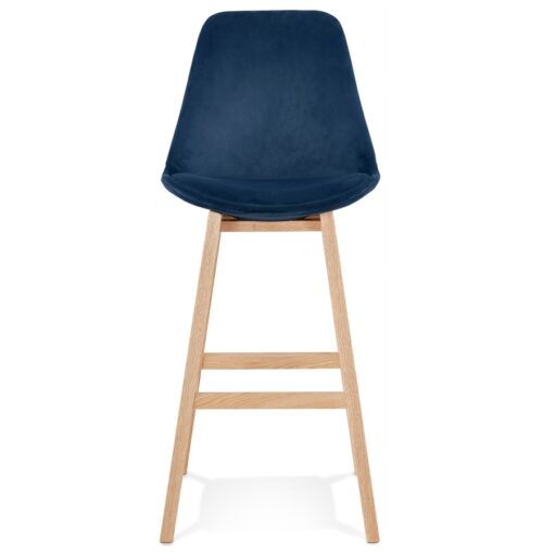 Tabouret MORISS en velours bleu bois naturel 1