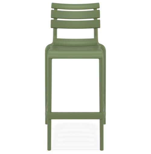 Tabouret NOBU vert en plastique dos barres 1