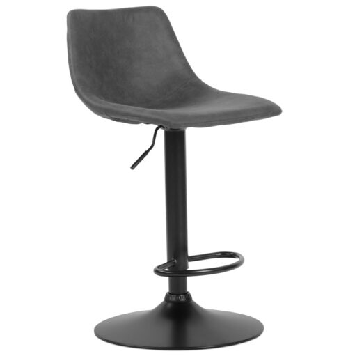 Tabouret OMALET reglable design microfibre gris fonce metal noir 1