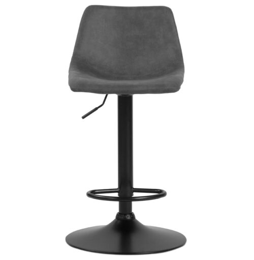 Tabouret OMALET reglable design microfibre gris fonce metal noir 2