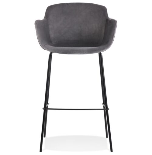 Tabouret bar LARISSA accoudoirs velours gris 1