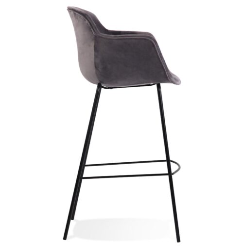 Tabouret bar LARISSA accoudoirs velours gris 2