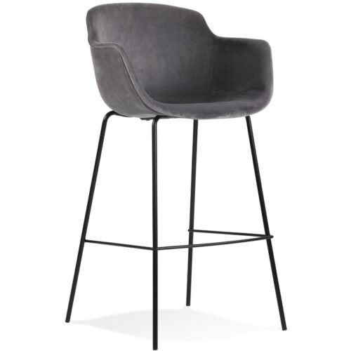 Tabouret bar LARISSA accoudoirs velours gris