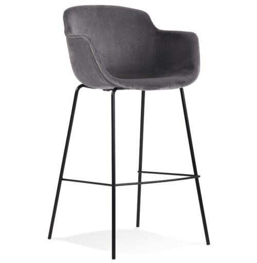 Tabouret bar LARISSA accoudoirs velours gris