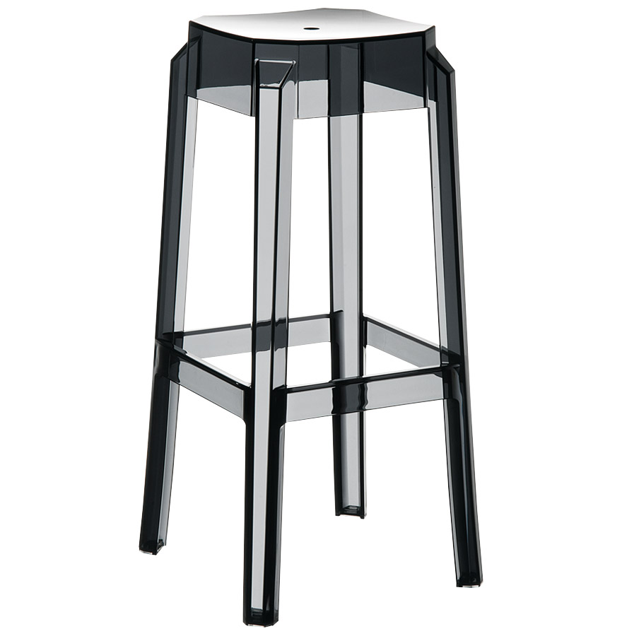 Tabouret bar LENO noir transparent en plastique - Design unique