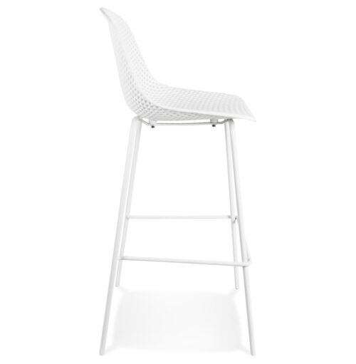 Tabouret bar LOKI blanc perfore polyvalent 1