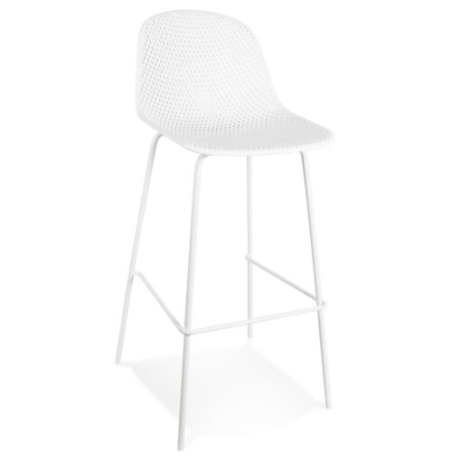 Tabouret bar LOKI blanc perforé polyvalent