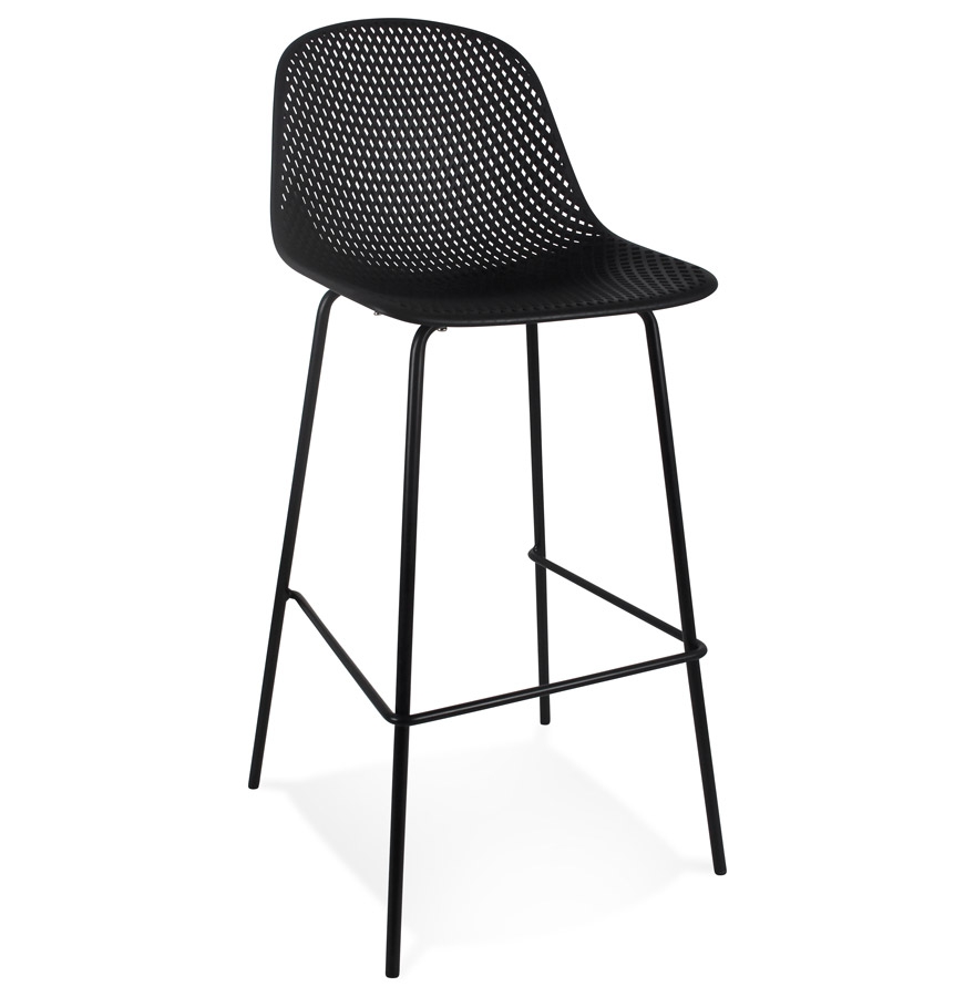 Tabouret bar design LOKI perforé noir - Int. / Ext.