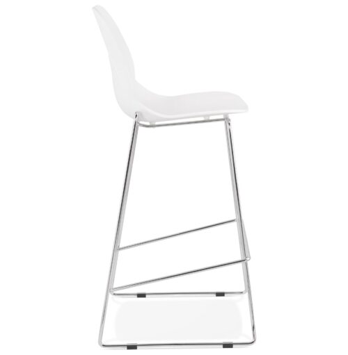 Tabouret de bar BERLIN empilable blanc metal chrome 2