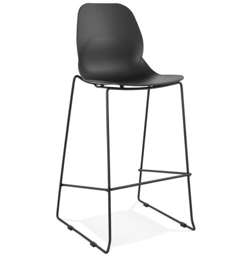 Tabouret de bar BERLIN noir industriel empilable