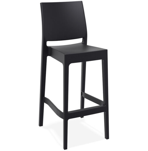 Tabouret de bar CLARA noir empilable intérieur/extérieur