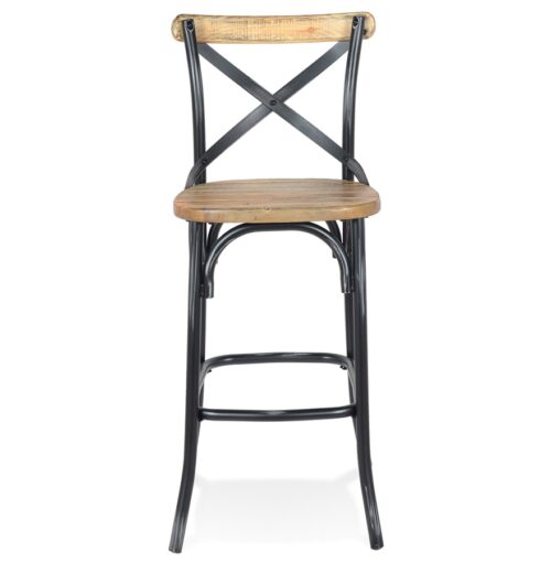 Tabouret de bar COTTAGE bois noyer vieilli noir 1