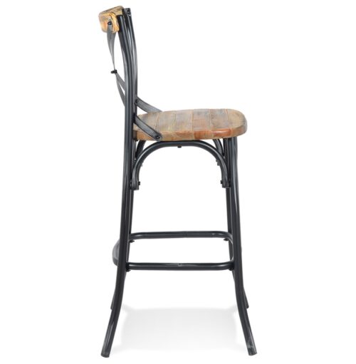 Tabouret de bar COTTAGE bois noyer vieilli noir 2