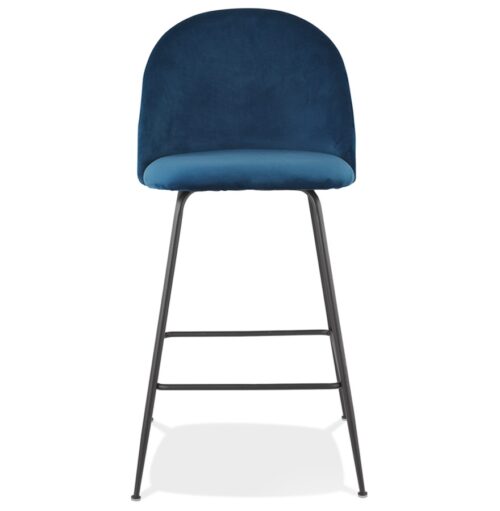 Tabouret de bar DUPONT velours bleu metal noir 1