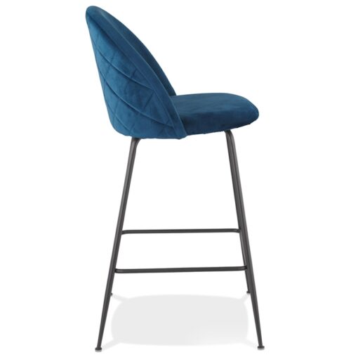 Tabouret de bar DUPONT velours bleu metal noir 2