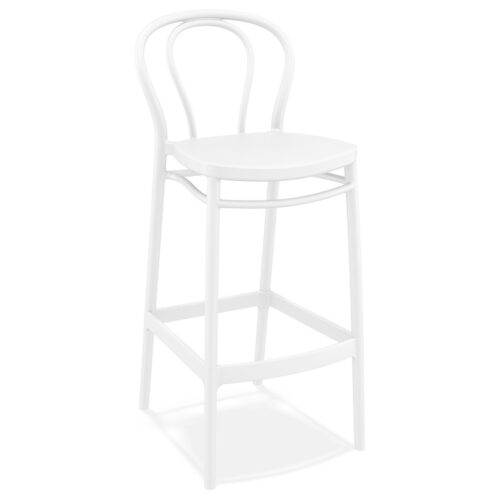 Tabouret de bar FERDINAND blanc polyvalent, intérieur/extérieur