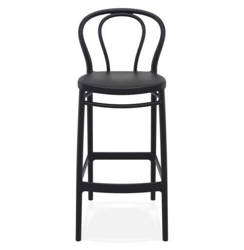 Tabouret de bar FERDINAND en plastique noir pour interieur et exterieur 1