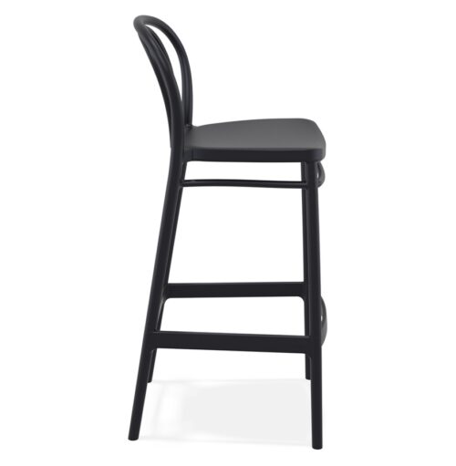 Tabouret de bar FERDINAND en plastique noir pour interieur et exterieur 2