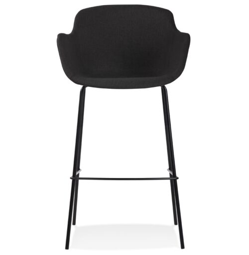 Tabouret de bar FORTI accoudoirs tissu noir 1