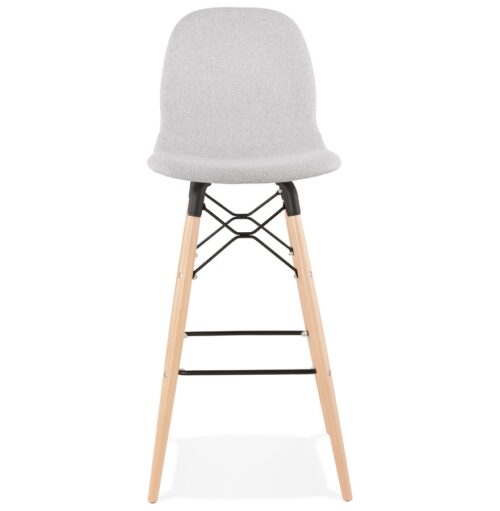 Tabouret de bar GALACTIK scandinave en tissu gris clair 1