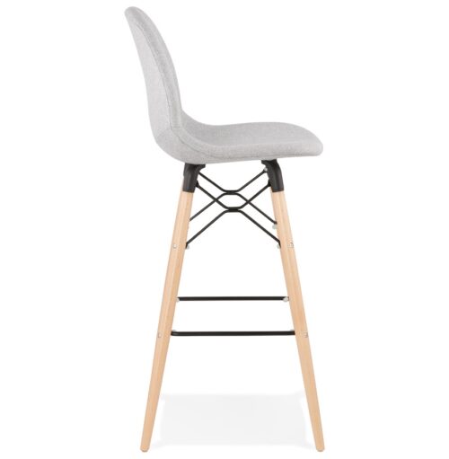 Tabouret de bar GALACTIK scandinave en tissu gris clair 2