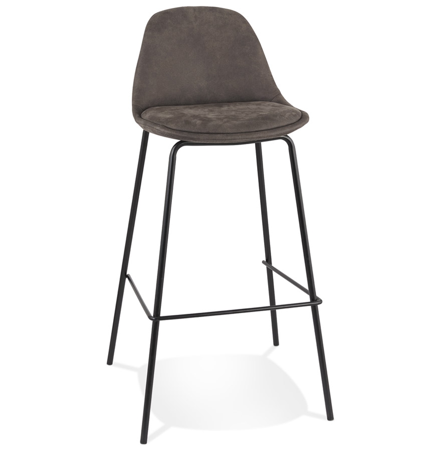 Tabouret de bar GIRON gris microfibre