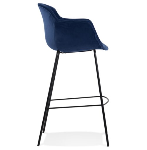 Tabouret de bar LARISSA velours bleu accoudoirs 2