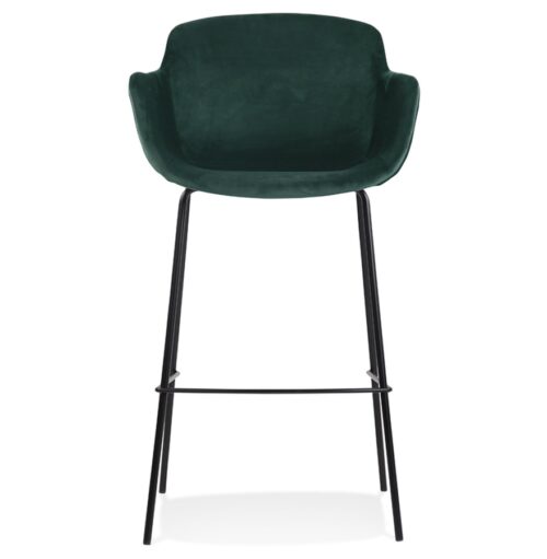 Tabouret de bar LARISSA velours vert accoudoirs 1