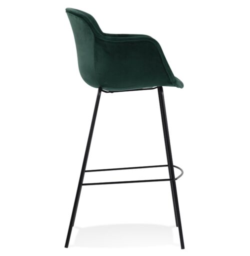 Tabouret de bar LARISSA velours vert accoudoirs 2