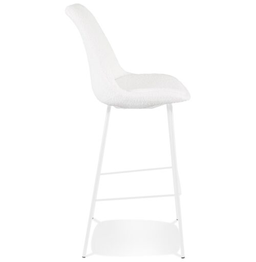 Tabouret de bar LEONIE blanc bouloche metal blanc 2