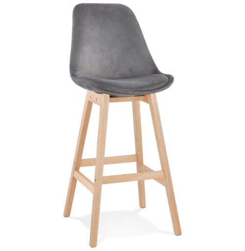 Tabouret de bar MORISS velours gris