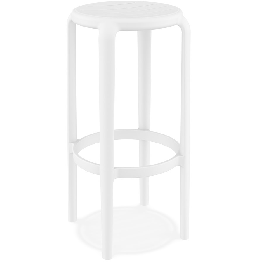 Tabouret de bar PEYA blanc en plastique pour intérieur/extérieur