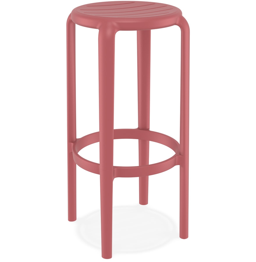 Tabouret de bar PEYA rouge plastique intérieur/extérieur