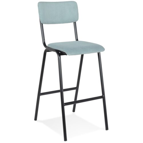 Tabouret de bar TALIA côtelé bleu en tissu – Commande 2, Prix unitaire